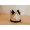 Cutest Little Party # 4 Gold Glitter + Navy Pom Trim + White Glitter Crown Party Time