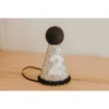 Cutest Little Party # 2 Silver Glitter + Black Pom Trim + White Glitter Party Hat Party Time