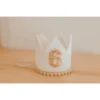 Cutest Little Party # 6 White Glitter + Toast Pom Trim/white Lining + Rose Gold/toast Felt Crown Party Time
