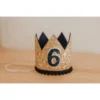 Cutest Little Party # 6 Gold Glitter + Black Pom Trim + Black Glitter Crown Party Time