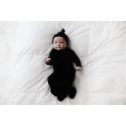 Three Little Tots Black Ribbed Knotted Beanie