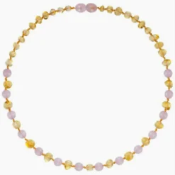 Powell's Owl Amber Gemstone Honey + Quartz Necklace Jewelry