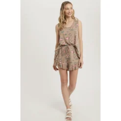 J+j Leopard Mocha Tank Lounge Set Sets