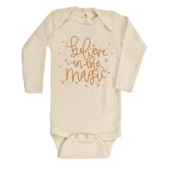 House Of Luna Bodysuits Believe In The Magic Natural Long Sleeve Organic Onesie