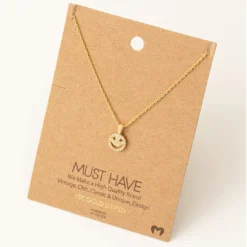 Fame Accessories Mini Smiley Face Jewel Pendant Necklace Necklaces