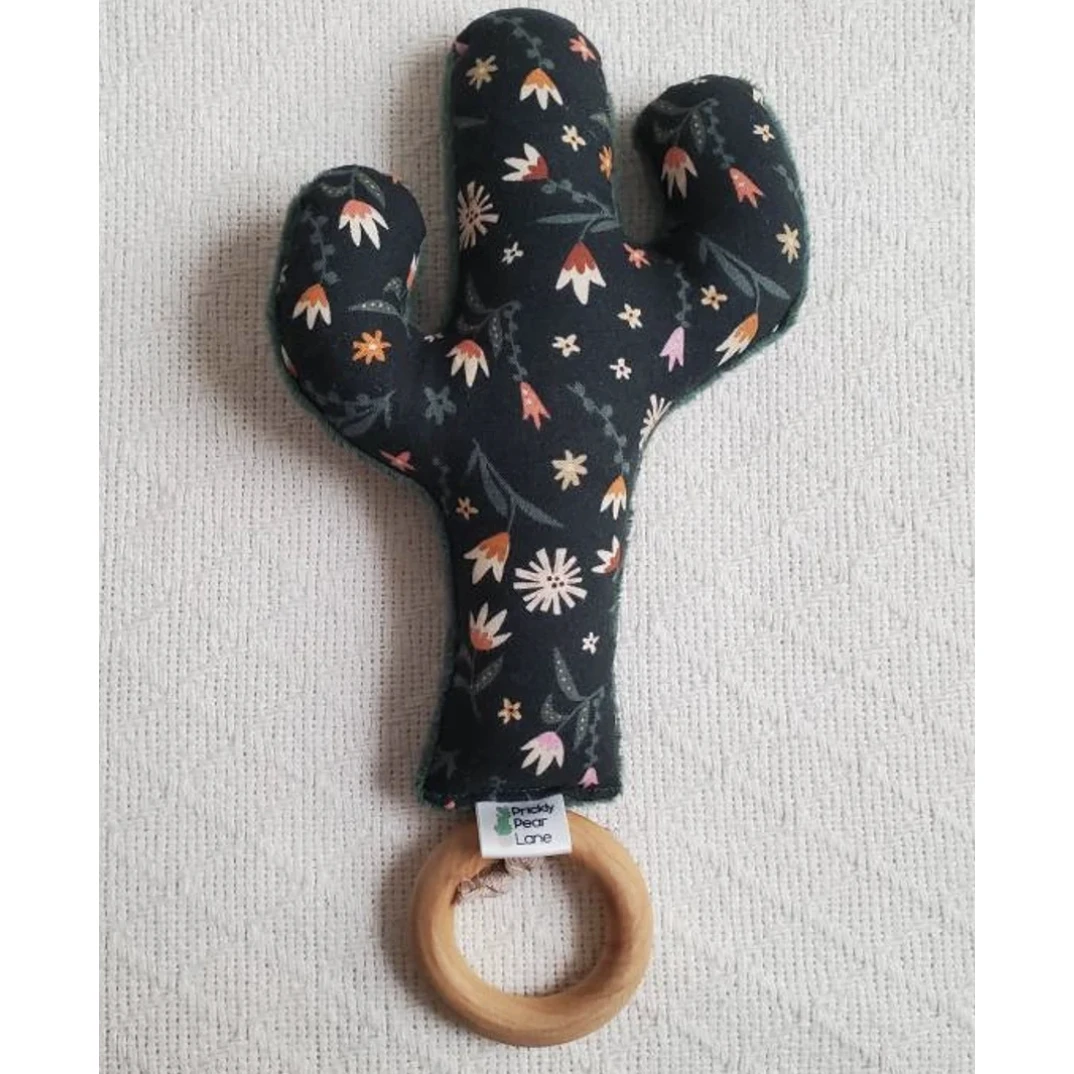 Prickly Pear Lane Green Floral Cactus Rattle 3 Prickly Pear Lane Green Floral Cactus Rattle