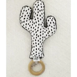 Prickly Pear Lane Black + White Polka Dot Cactus Rattle Toys