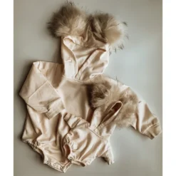 Minikane Cream Pom Pom Long Sleeve Romper