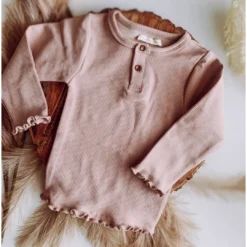 Minikane Mauve Ruffle Long Sleeve Tops