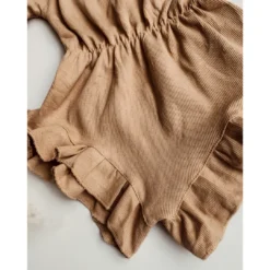 Minikane Overalls + Rompers Tan Ruffle Scrunch Romper