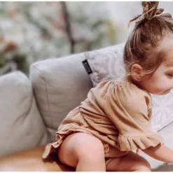 Minikane Overalls + Rompers Tan Ruffle Scrunch Romper