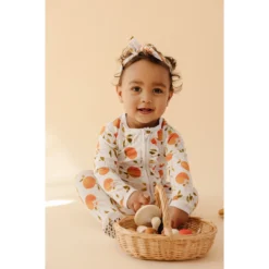 Orange Blossom Bamboo Zip Sleeper + Ruffles - Arrows & Bow X Joss + J Sleepers