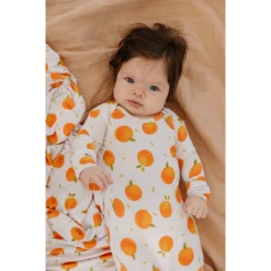 Oranges Bamboo Knotted Gown - Arrows & Bow X Joss + J Preemie + Newborn