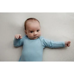 Three Little Tots Baby Blue Ribbed Knotted Gown