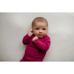Three Little Tots Preemie + Newborn Magenta Ribbed Knotted Gown