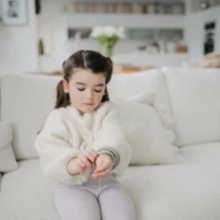 Mushie Toys Linen + Peony + Pale Pink Pearl Teething Bracelet Set