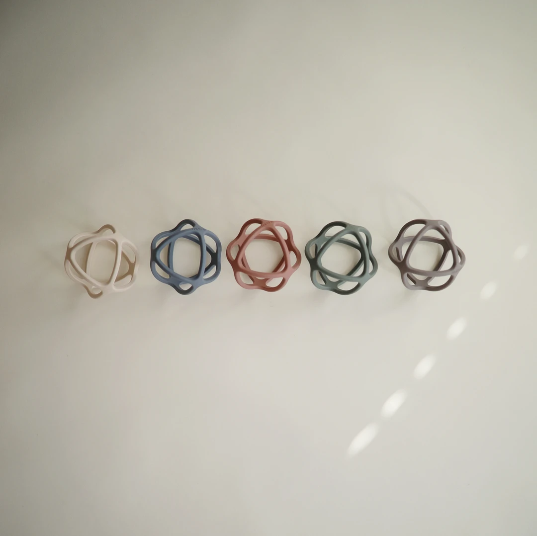 Mushie Dove Gray Ball Teether Toy 4 Mushie Dove Gray Ball Teether Toy