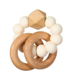 Pretty Please Teethers Ivory Sawyer Xl Teething Ring Rattle Toy Toys