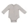 Pehr Soft Grey Half Button Long Sleeve Onesie
