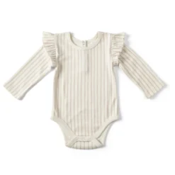 Pehr Bodysuits Petal Stripe Ruffle Long Sleeve Onesie