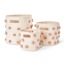 Pehr Rose Pink Pom Pom Pint Basket Decor