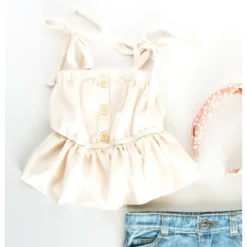 Bailey's Blossoms Ivory Peplum Tie Top