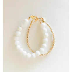 Little Lunds Co Jewelry White Bubble + Gold Double Bracelet