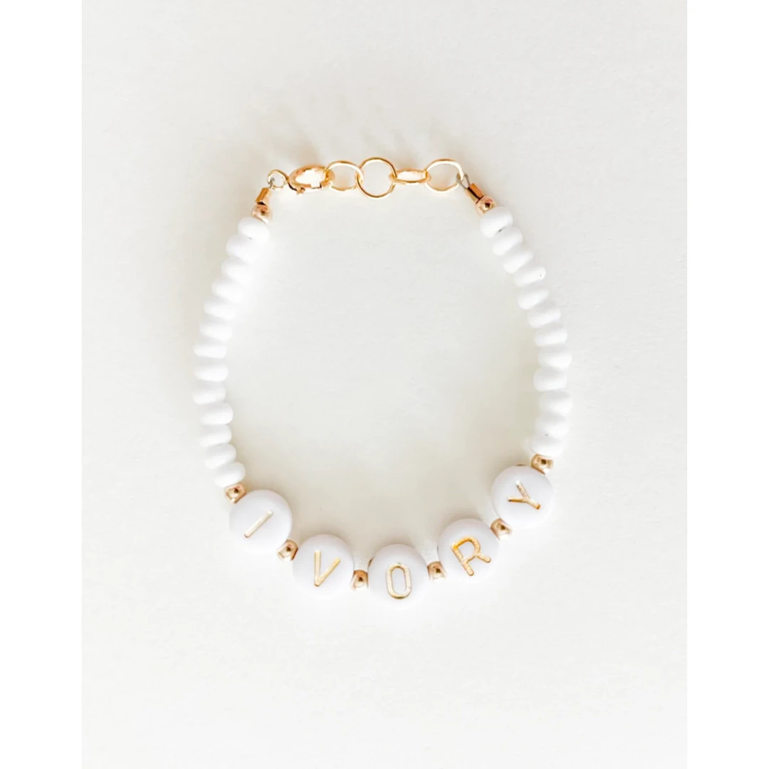 Little Lunds Co Jewelry Custom Name Gender White Stone Bracelet 3 Little Lunds Co Jewelry Custom Name Gender White Stone Bracelet
