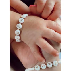 Little Lunds Co Jewelry Custom Name Gender White Stone Bracelet