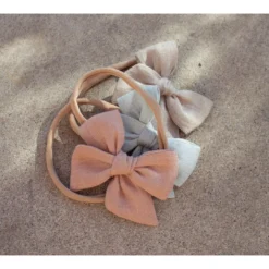 Mae + Skye Headwear Pink Crepe Mini Pinwheel Bow Nylon Headband