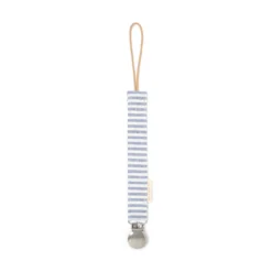 Mae + Skye Blue Linen Stripes Fabric Pacifier Clip