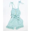 Bailey's Blossoms Mint Tie Strap Ruffle Romper