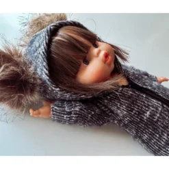 Dark Navy Ribbed Zip Up Minikane Sleeper With Puffs Dolls + Plushies