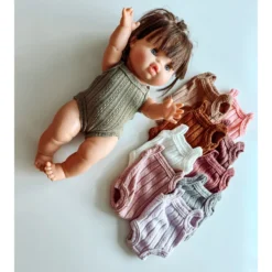 Dolls + Plushies Olive Green Ribbed Minikane Romper