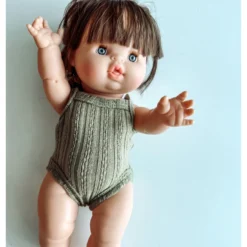 Dolls + Plushies Olive Green Ribbed Minikane Romper