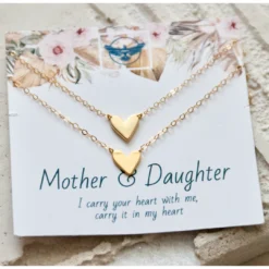 Mesa Blue Mother Daughter Set Heart Necklaces
