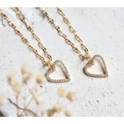 Mesa Blue Mother Daughter Set Open Heart Necklaces