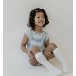 Joss + J Leotards Sage Stripes Bamboo Flutter Sleeve Leotard