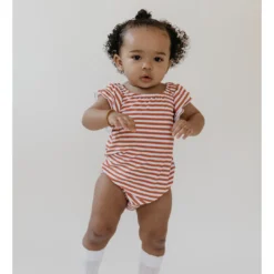 Joss + J Tangerine Stripes Bamboo Flutter Sleeve Leotard