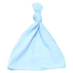 Three Little Tots Baby Blue Ribbed Knotted Beanie Preemie + Newborn