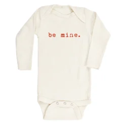 Tenth + Pine Be Mine Red + Natural Organic Long Sleeve Onesie