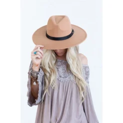 J+j Brown Venice Wide Brim Hat