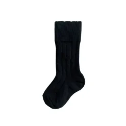 Olivia J Black Ribbed Knee High Scalloped Socks Footwear