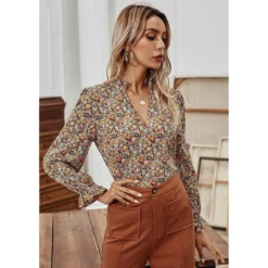 J+j Beige Floral Print Blouse