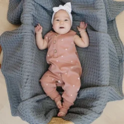 Mebie Baby Blush Daisy Organic Cotton Romper Overalls + Rompers