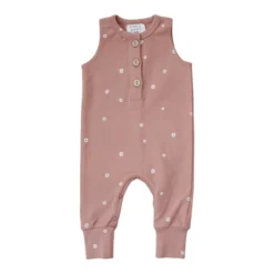 Mebie Baby Blush Daisy Organic Cotton Romper Overalls + Rompers