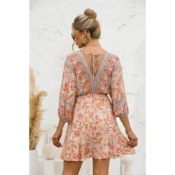 J+j Orange Floral Ruffle Hem Boho Dress Dresses