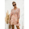 J+j Orange Floral Ruffle Hem Boho Dress Dresses
