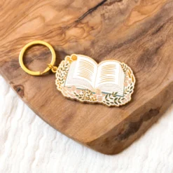 Elyse Breanne Designs Keychains Floral Book Metal Keychain