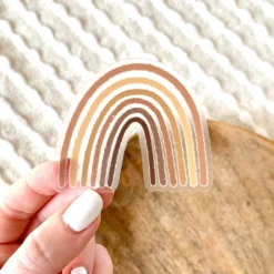 Elyse Breanne Designs Clear Brown Rainbow Sticker Paper Goods